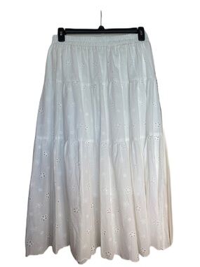 White Eyelet Tiered Maxi Skirt